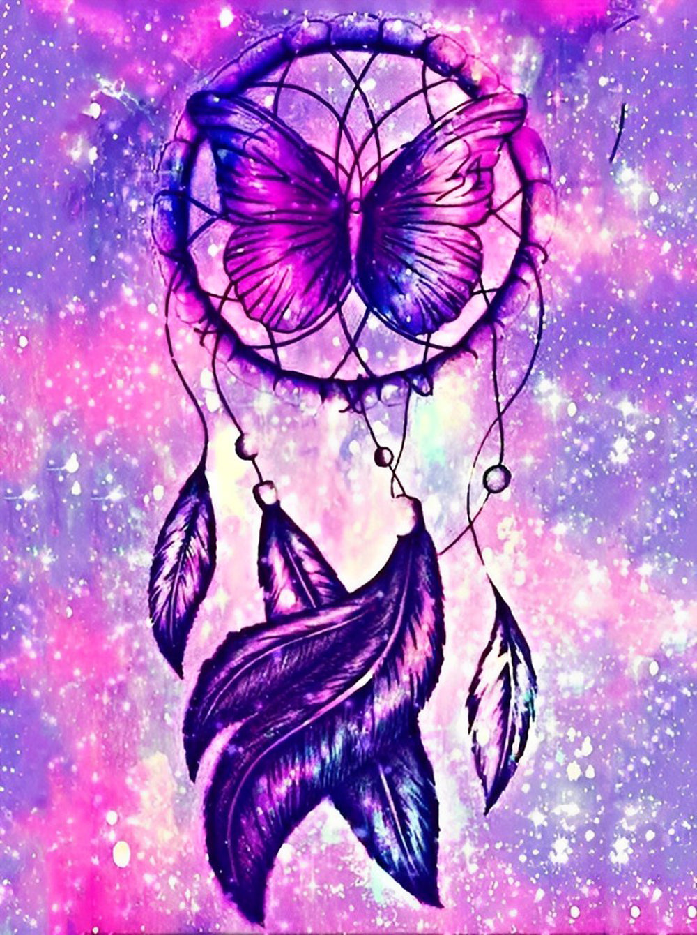 Dream Catcher and Purple Butterfly Diamond Painting