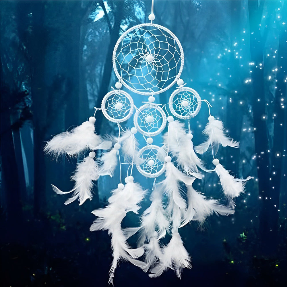 White Dreamcatcher in the Forest Diamond Painting