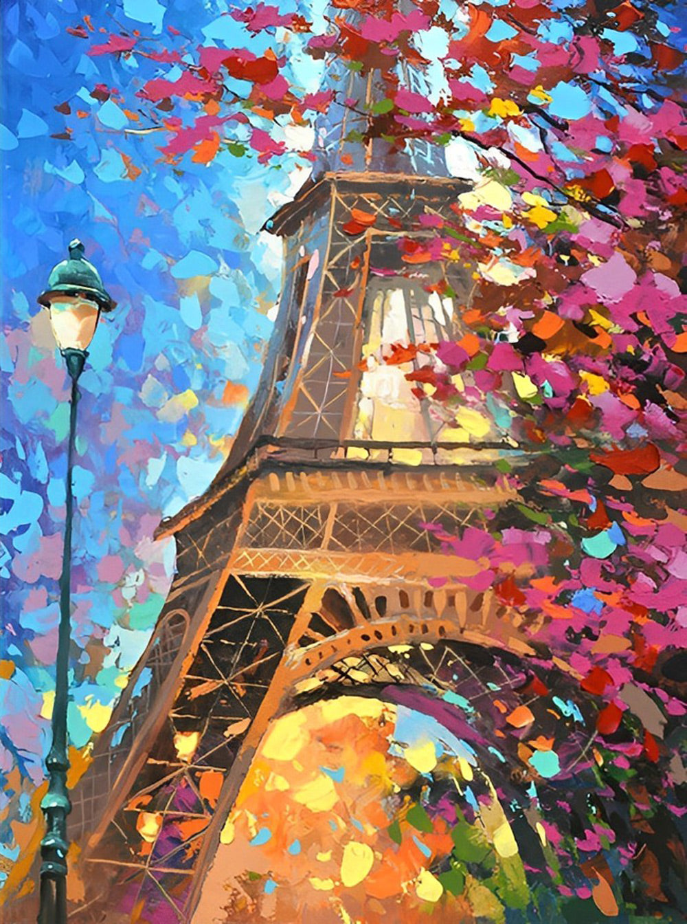 Eiffel Tower and the Red Tree Diamond Painting