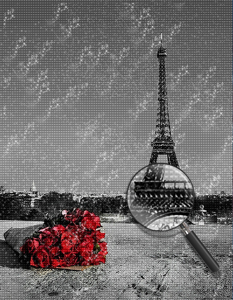 Eiffel and Red Roses Diamond Painting