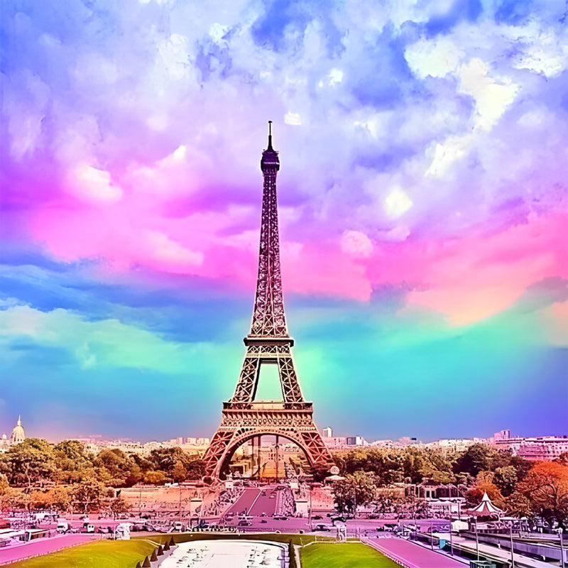 Eiffel and Colorful Clouds 5D DIY Diamond Painting Kits