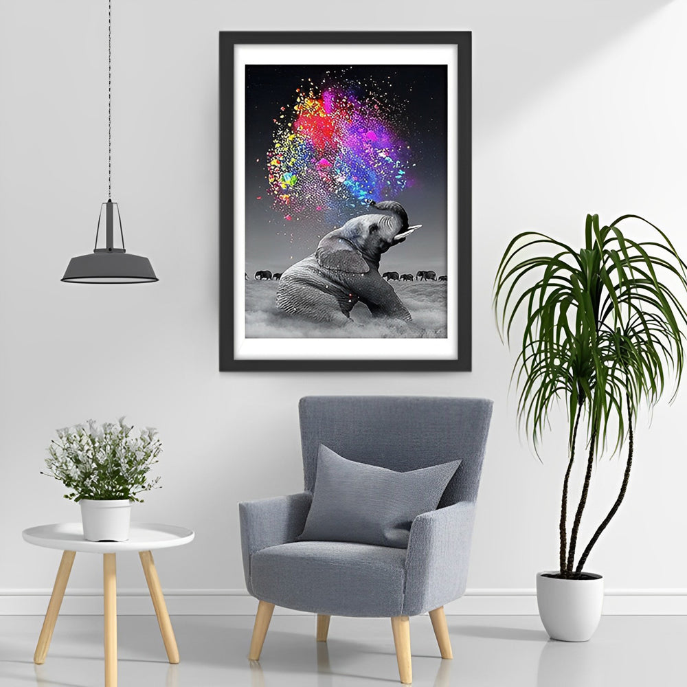 Rainbow Pulverizing Elephant Diamond Painting
