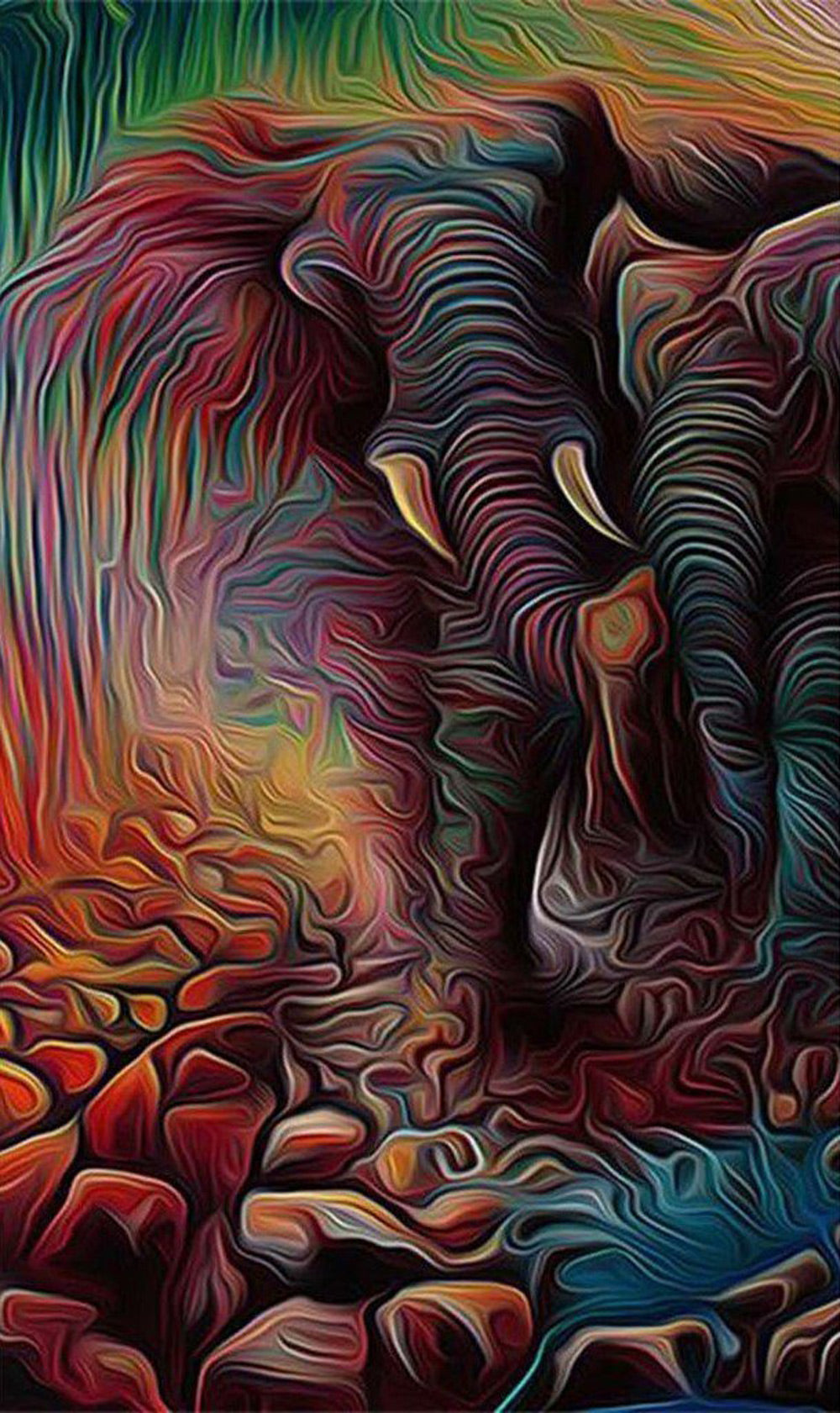 Colorful Line Elephants Diamond Painting