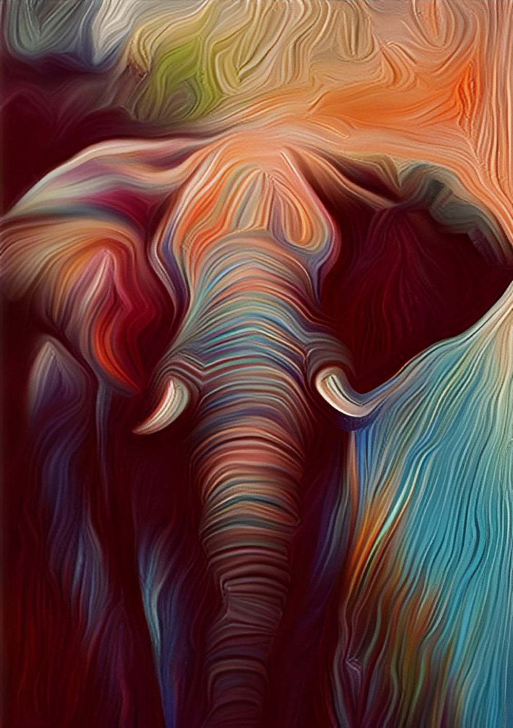 Elephant in multicolored lines Diamond Painting