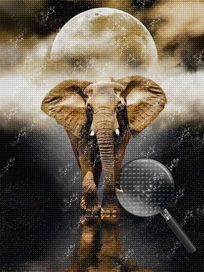 Brown Elephant and the Moon Diamond Painting