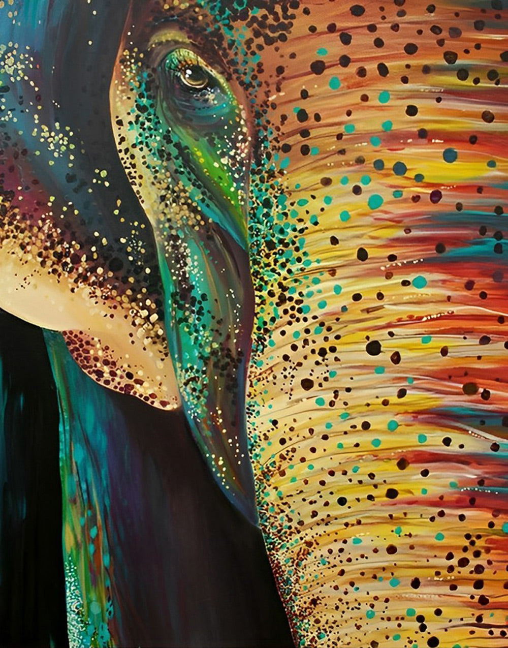 Elephant with Spots of Color Diamond Painting