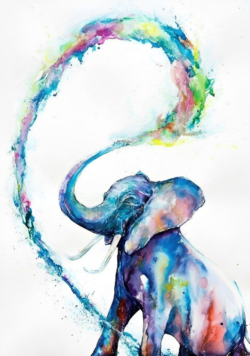 Colorful Elephant Playing Water 5D DIY Diamond Painting Kits