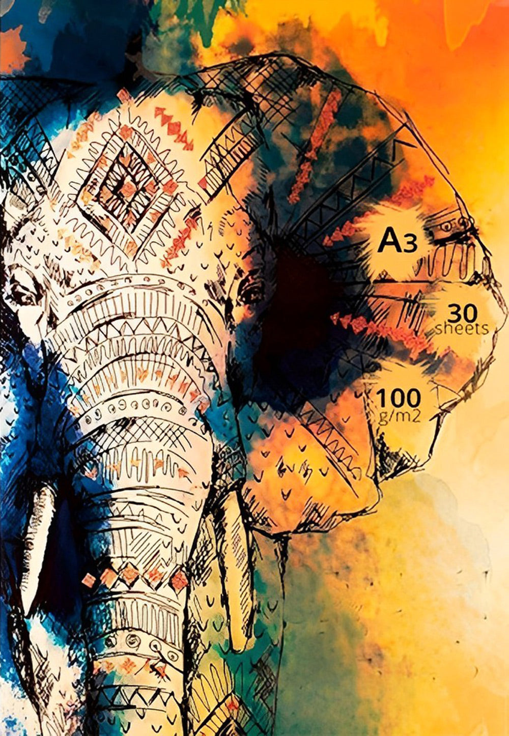 Elephant in red patterns Diamond Painting