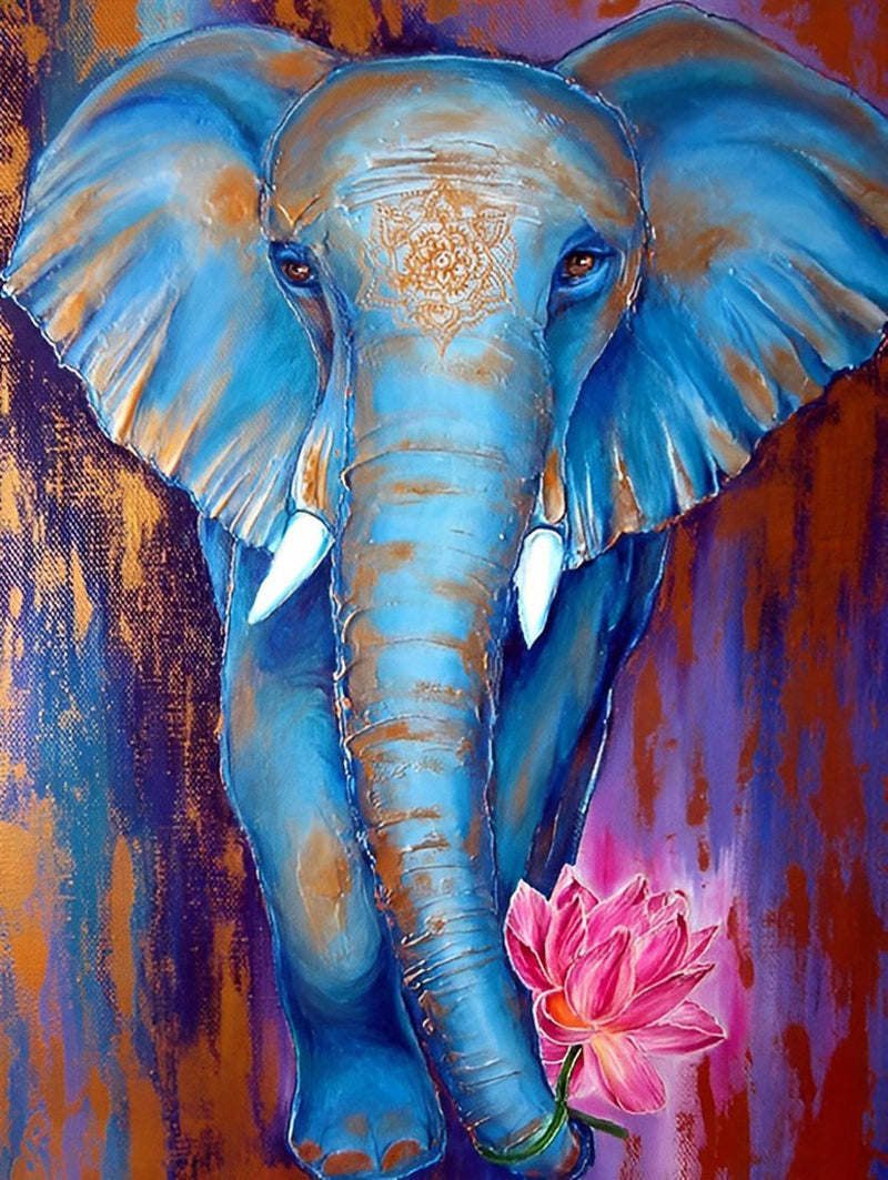 Blue Elephant and Lotus 5D DIY Diamond Painting Kits