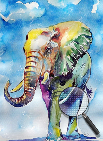 Multicolored Elephant and Blue Sky Diamond Painting