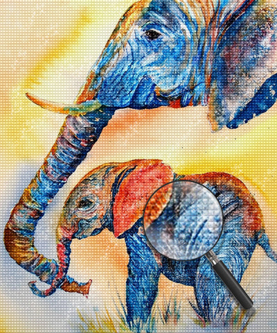 Colorful Elephant and Baby Elephant 5D DIY Diamond Painting Kits