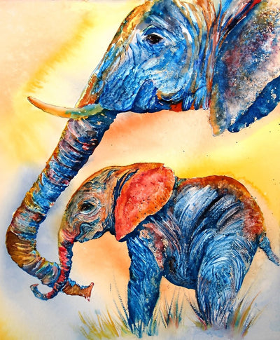 Colorful Elephant and Baby Elephant 5D DIY Diamond Painting Kits