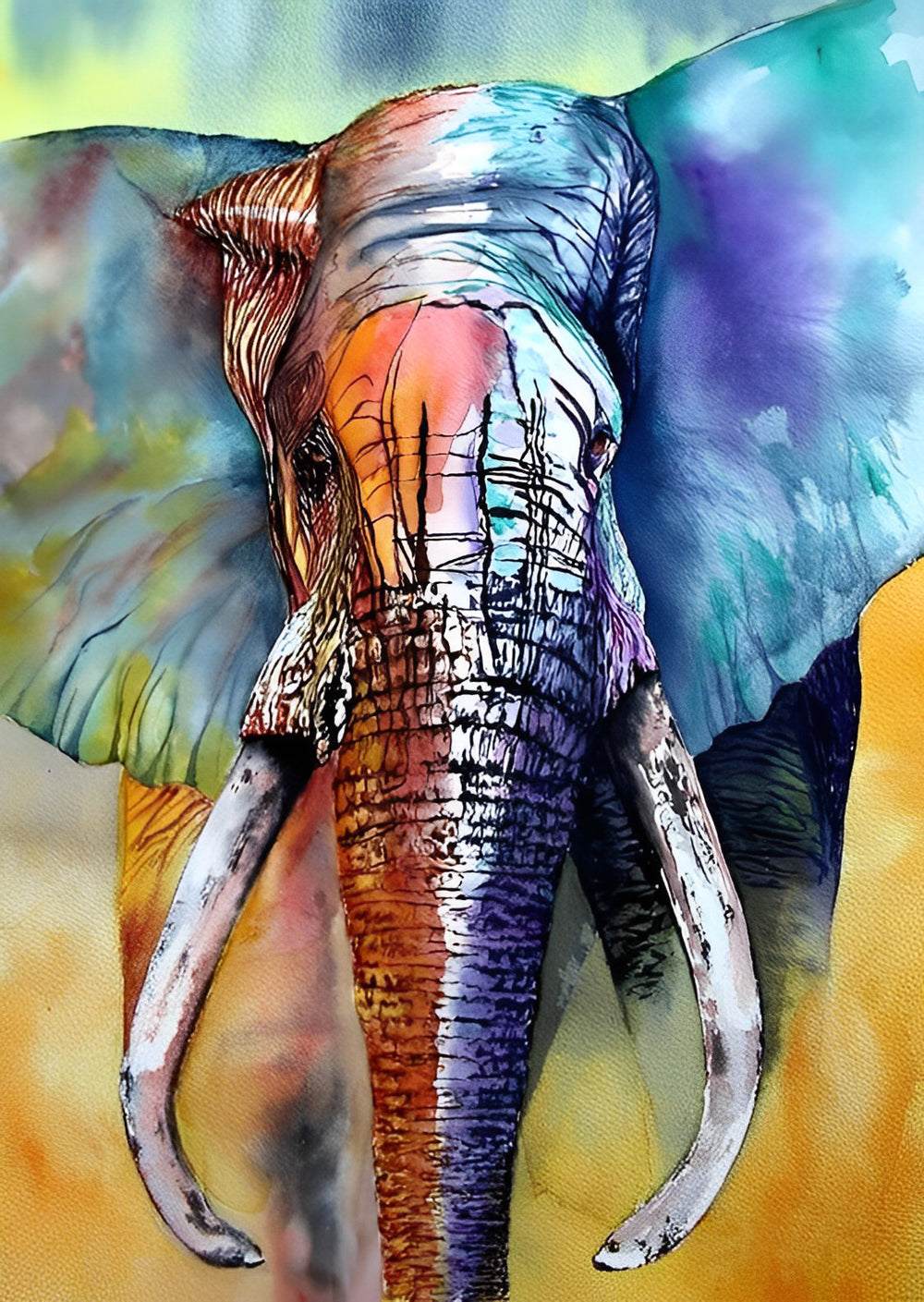 Elephant in Fantastic Colors Diamond Painting