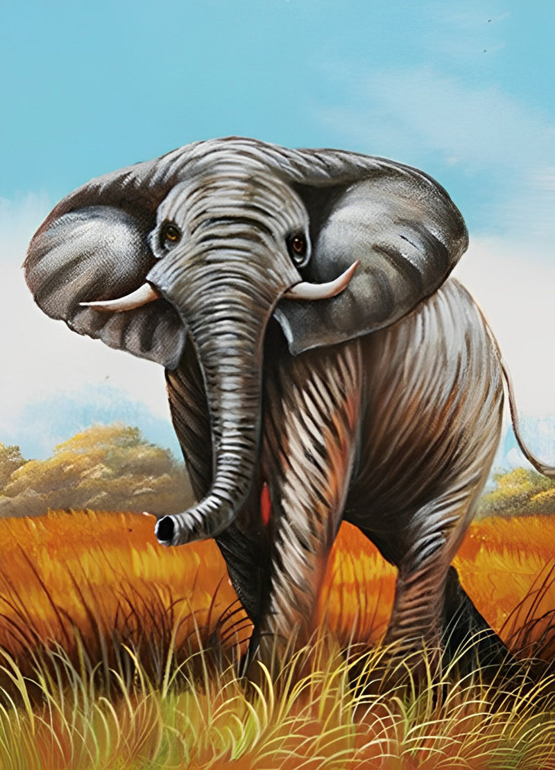 Elephant under the Red Lawn 5D DIY Diamond Painting Kits