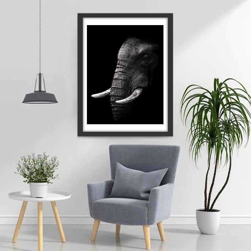 White & Black Elephant Diamond Painting