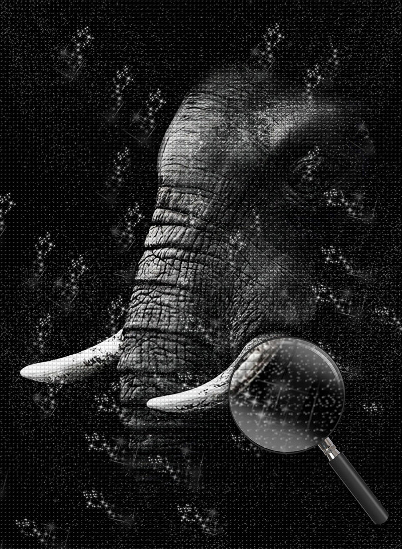 White & Black Elephant Diamond Painting