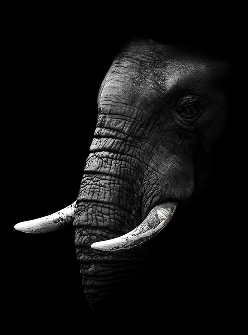 White & Black Elephant Diamond Painting