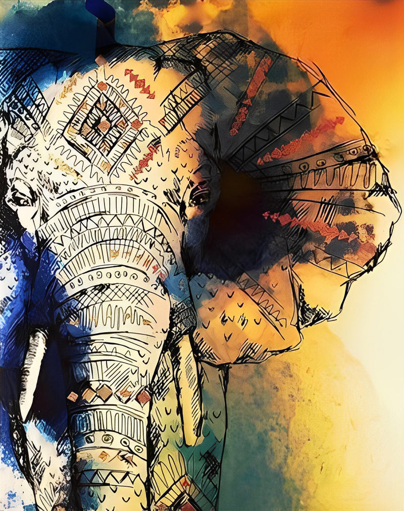 Elephant with Animal Motifs 5D DIY Diamond Painting Kits