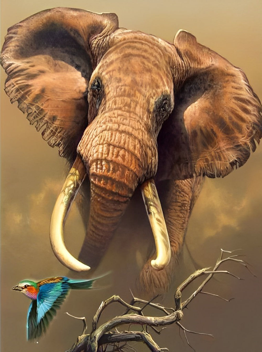 Elephant and Parrot Diamond Painting