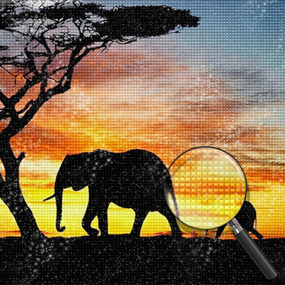 Elephant and Baby with Red Cloud 5D DIY Diamond Painting Kits