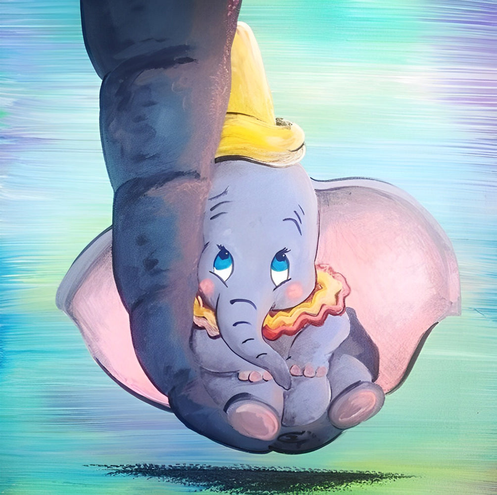 Cute Baby Elephant with Big Ears Cartoon Diamond Painting