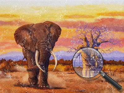 Elephant and Baobabs 5D DIY Diamond Painting Kits