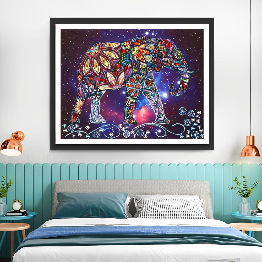 Elephant and Flowers Diamond Painting