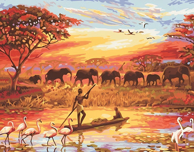 Herds of Elephants and Rowers 5D DIY Diamond Painting Kits