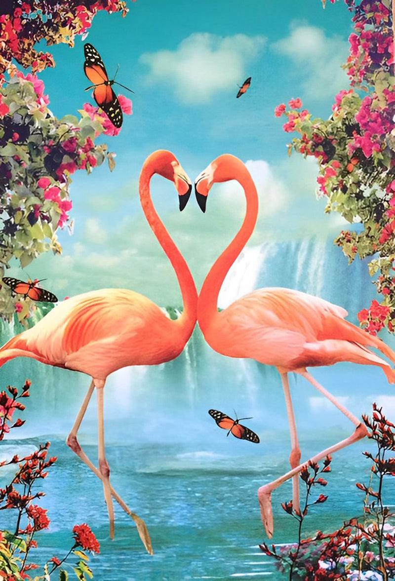 Flamingos and Falls with Flowers 5D DIY Diamond Painting Kits