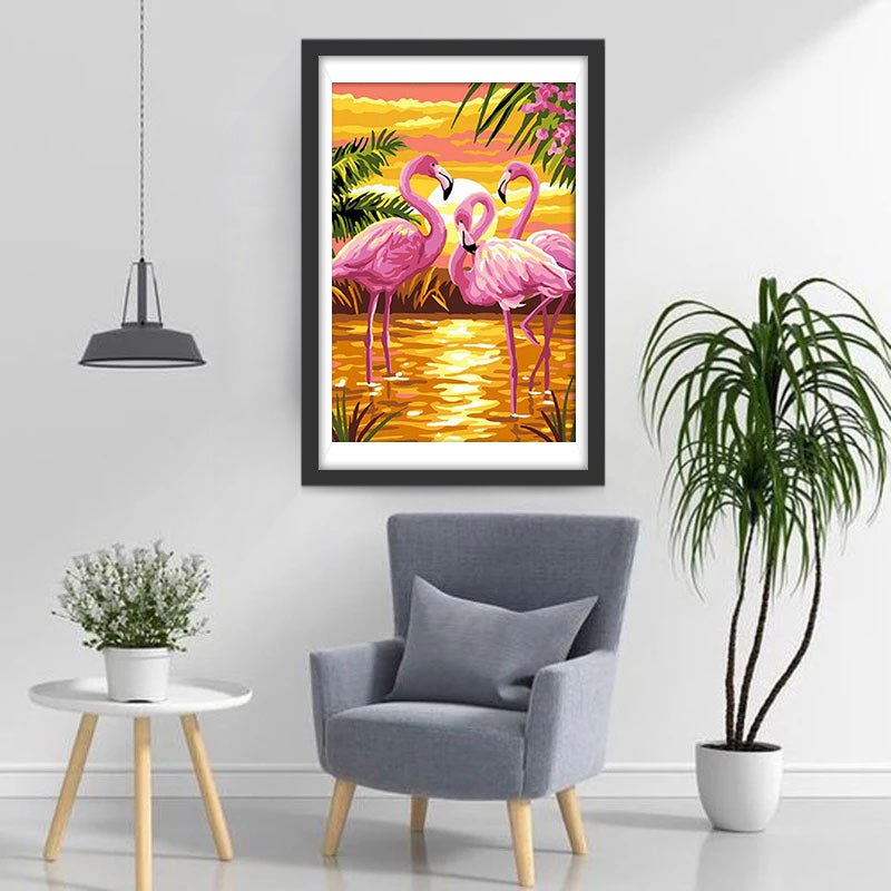 Flamingos and the Sunset Diamond Painting