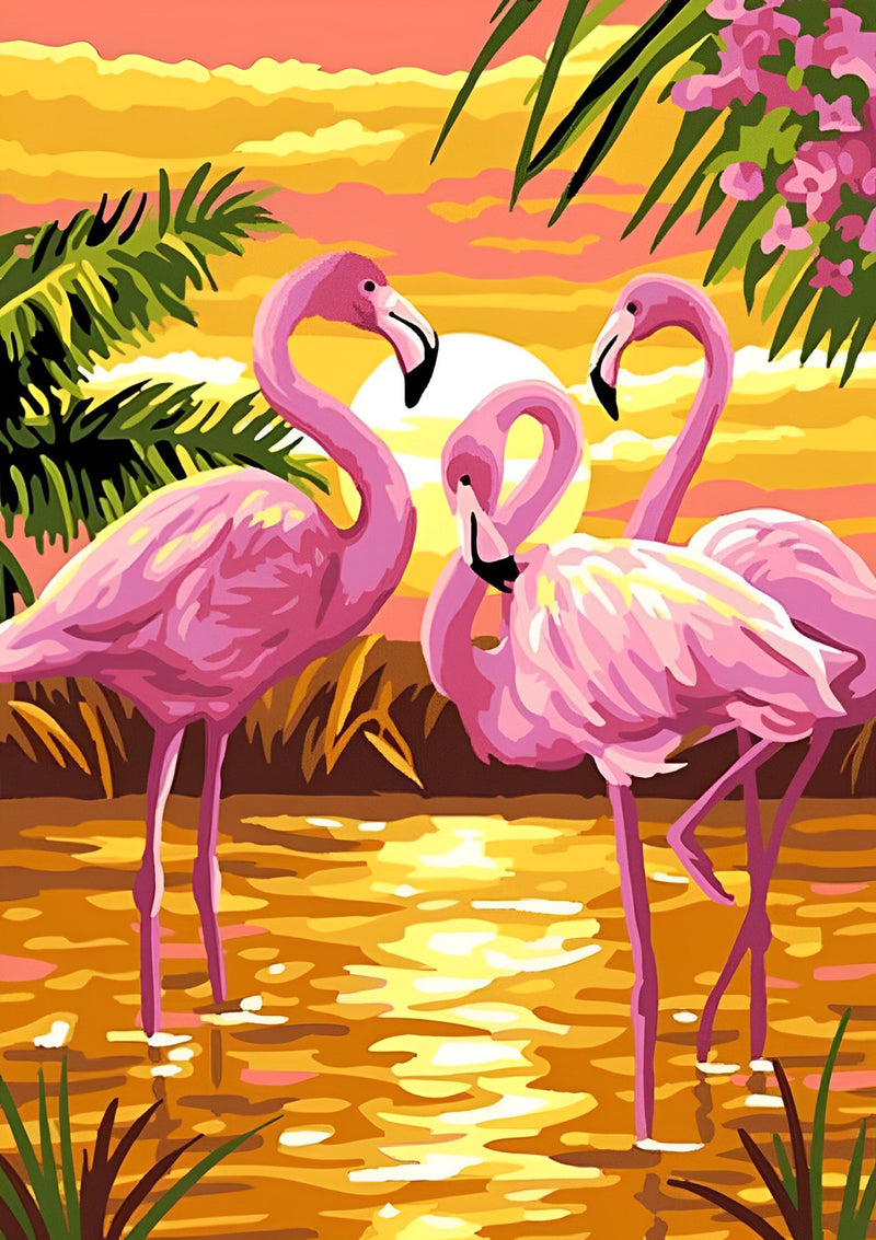 Flamingos and the Sunset Diamond Painting