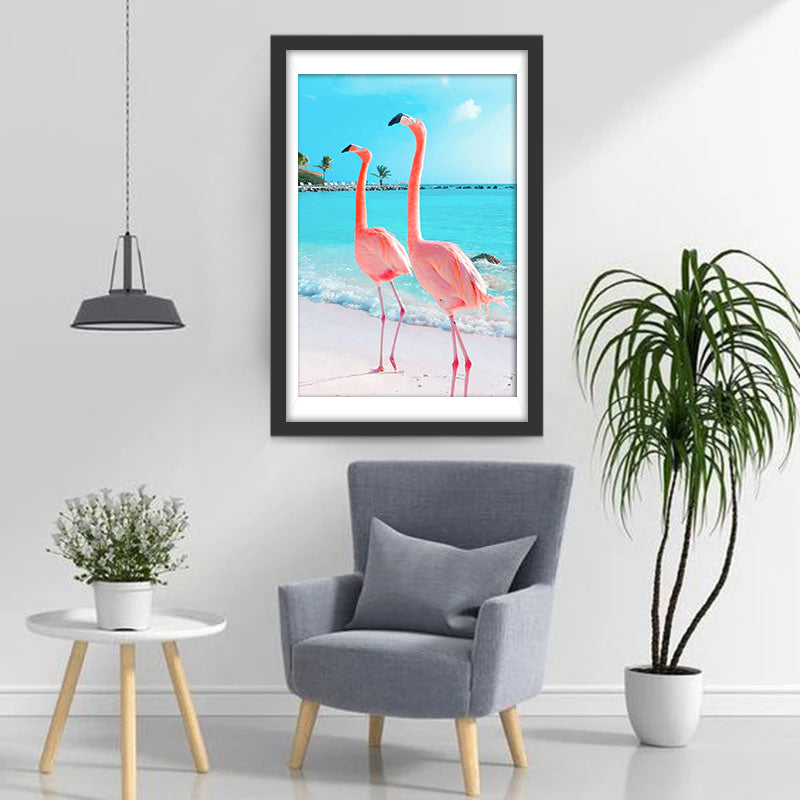 Flamingos with a Stand Collar Diamond Painting
