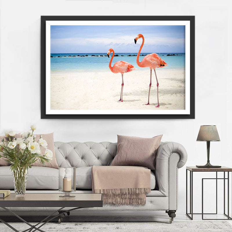 Flamingo and His Baby Diamond Painting