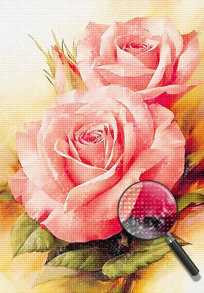 Two Pink Roses 5D DIY Diamond Painting Kits
