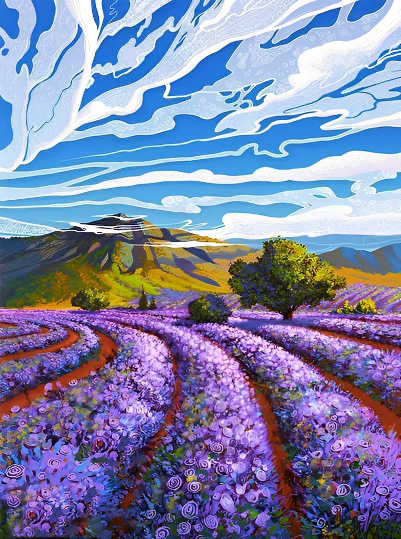 Purple Roses and Landscape Pretty 5D DIY Diamond Painting Kits
