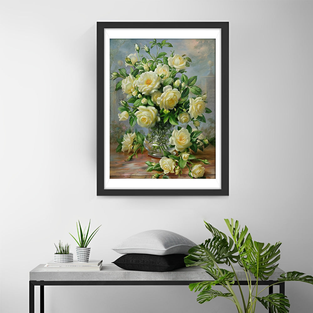 White Roses Diamond Painting