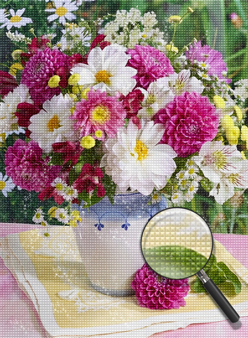 Bouquet of Pink and White Chrysanthemums 5D DIY Diamond Painting Kits