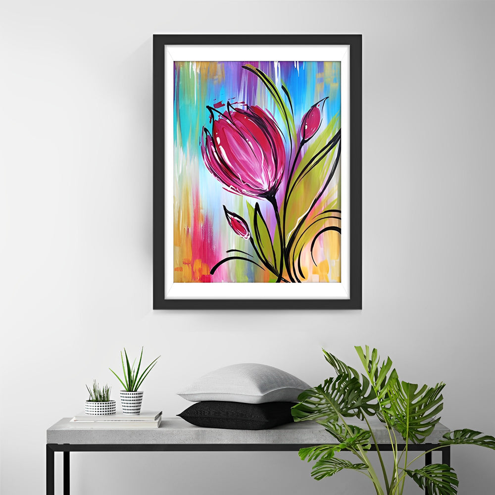 Drawing Pink Tulip Diamond Painting