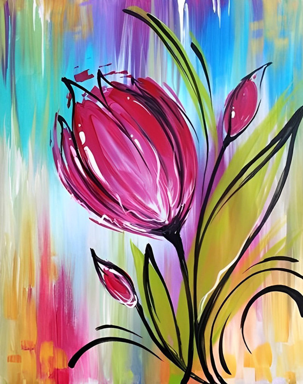 Drawing Pink Tulip Diamond Painting
