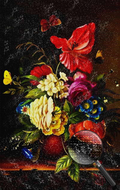 Roses and Irises with Butterflies 5D DIY Diamond Painting Kits