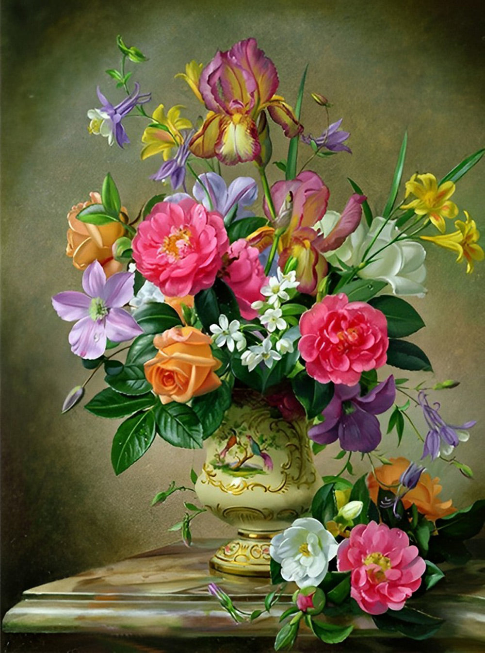 Beautiful Peonies and Irises Diamond Painting
