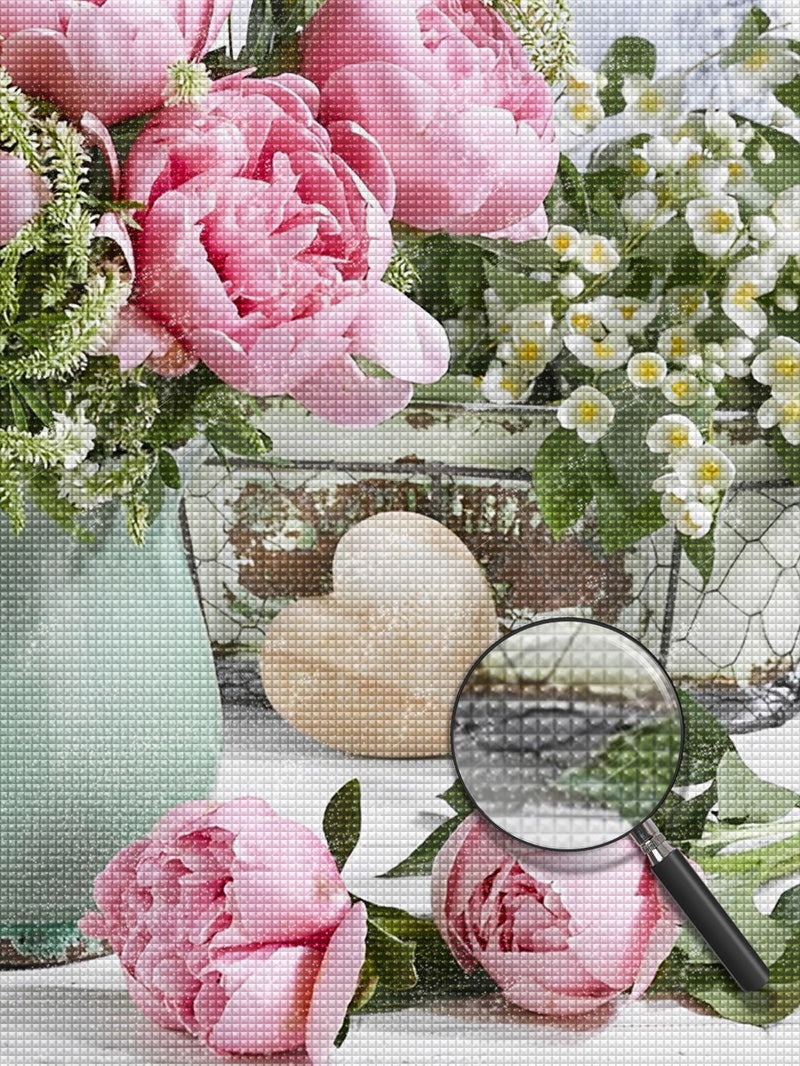 Roses and Little White Flowers 5D DIY Diamond Painting Kits