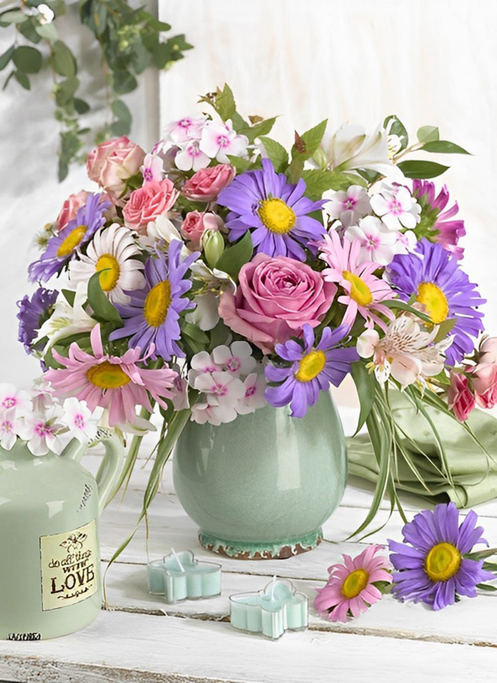 Daisies and Roses Diamond Painting