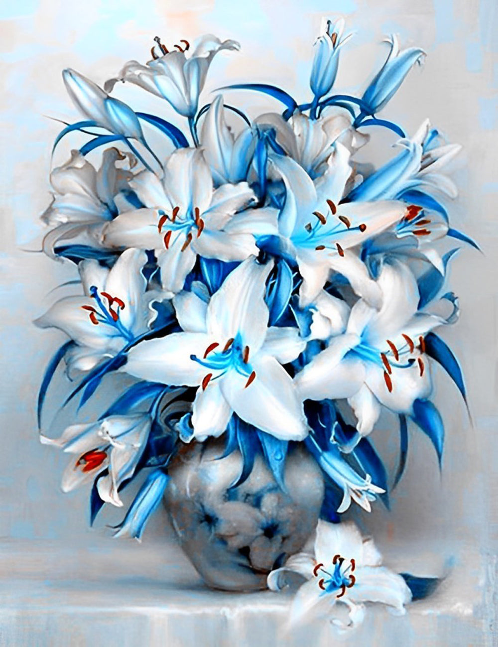Blue Lilies and Vase Exquisite Diamond Painting