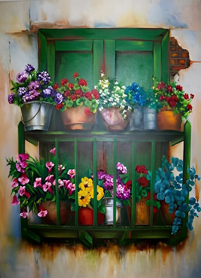 Green Door and Flowers 5D DIY Diamond Painting Kits