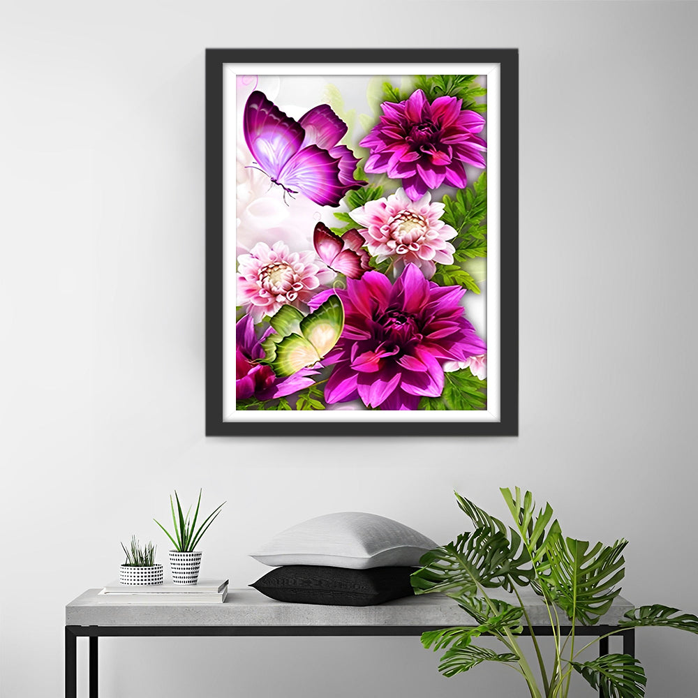Butterflies and Chrysanthemums Diamond Painting