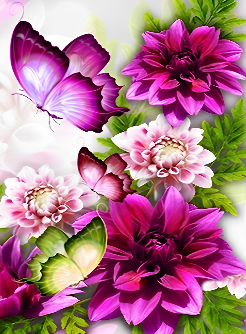 Butterflies and Chrysanthemums Diamond Painting