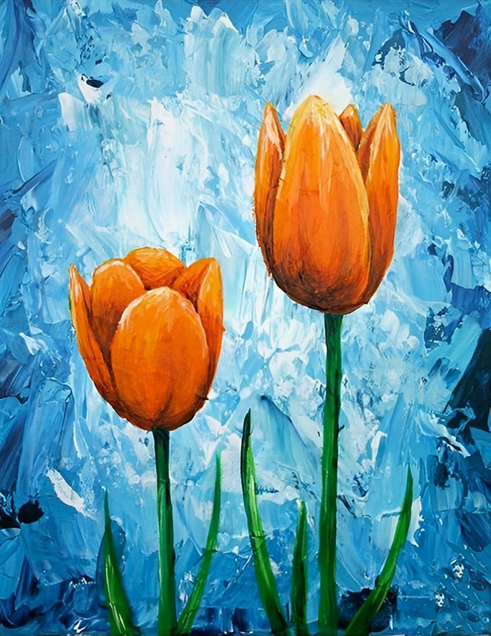 Two Orange Tulips Oil Diamond Painting