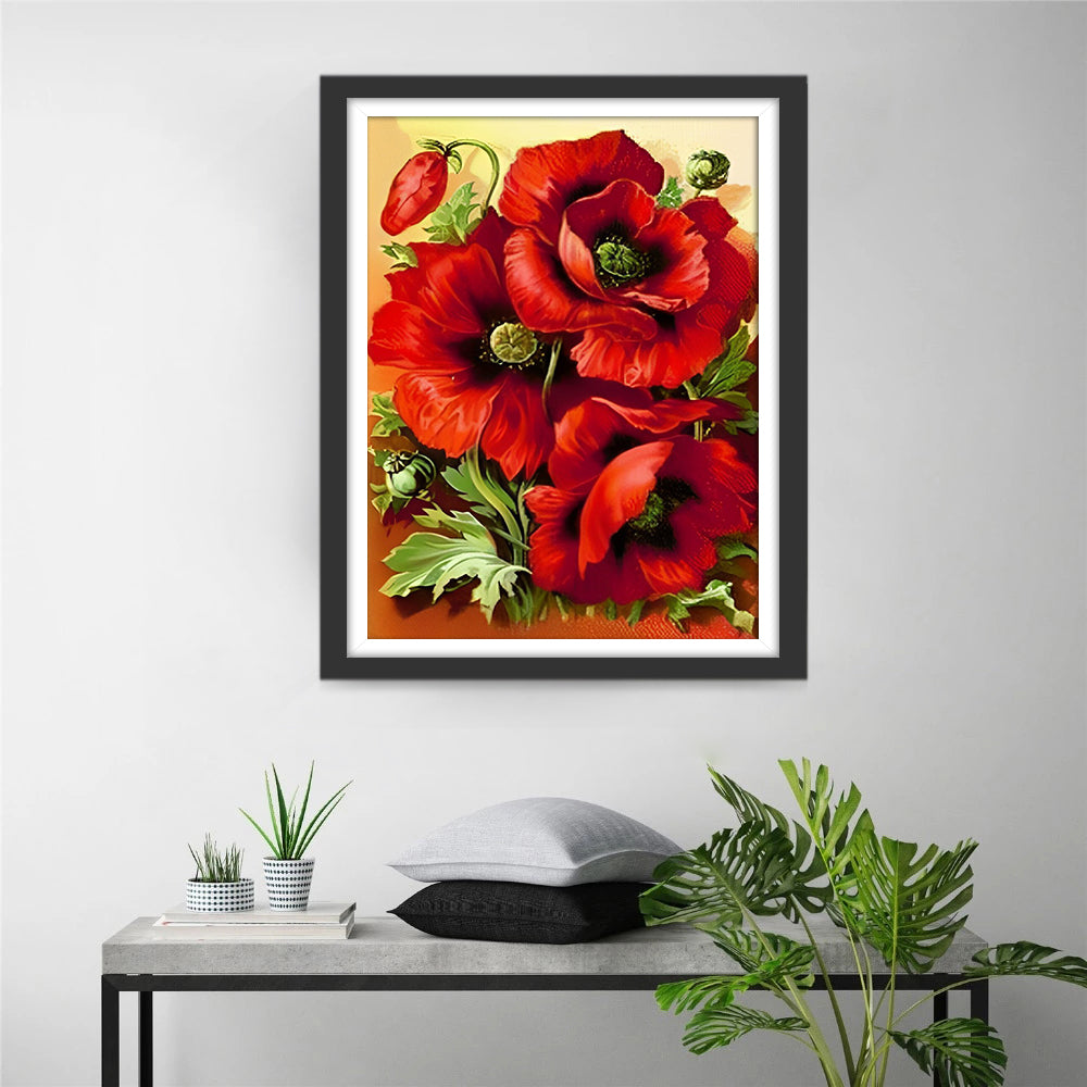 Three Red Poppies Diamond Painting