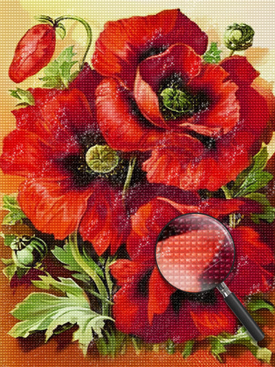 Three Red Poppies 5D DIY Diamond Painting Kits